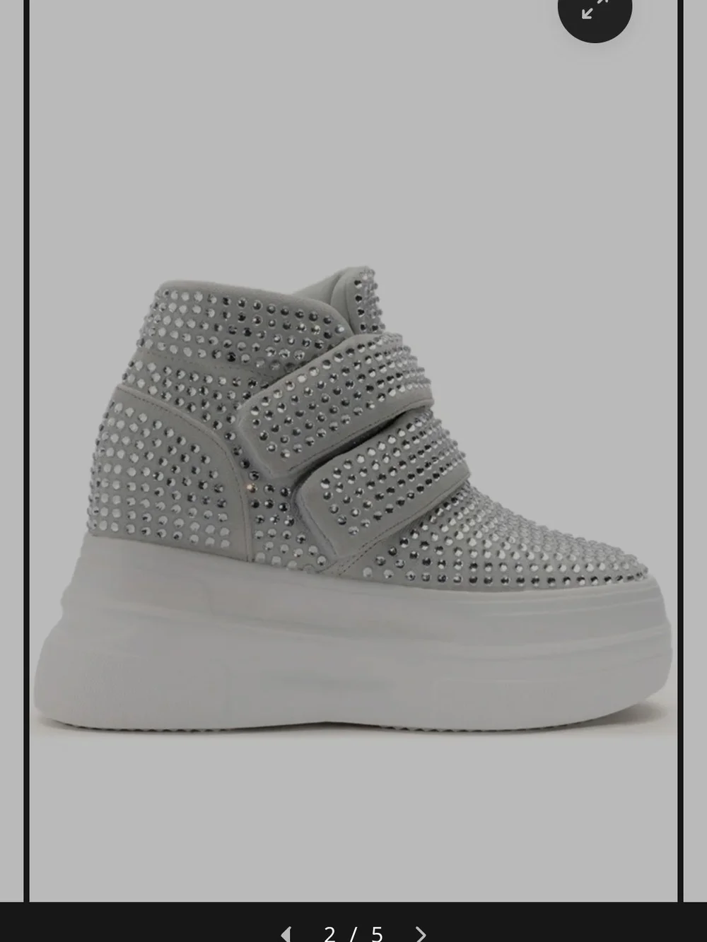 White Crystal-Studded Platform Sneakers